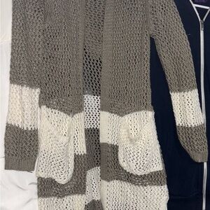 POL tan and Cream Knit Cardigan